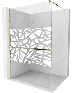 Mexen Kioto+ zuhanyfal polccal Walk-in 90 x 200 cm, fehér minta, arany - 800-090-121-50-85