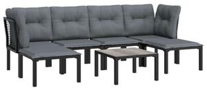 7 Részes Polyrattan Kertbútor Szett - Fekete-Szürke