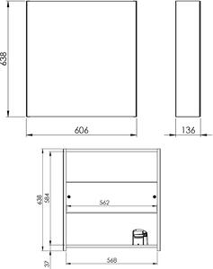 Elita Medium szekrény 60.6x14x63.8 cm oldalt függő 904657