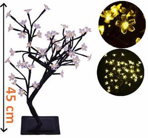 NEXOS Dekoratív fa virágokkal LED Meleg fehér 45 cm
