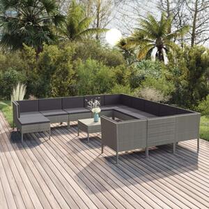 VidaXL 13 részes szürke polyrattan kerti ülőgarnitúra párnákkal