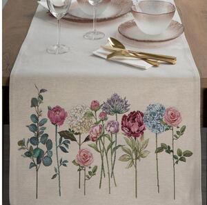Gobelin asztali futó nyári virágok motívumával Natúr 50x110 cm
