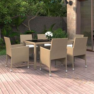 VidaXL Polyrattan Kerti Étkezőgarnitúra - 7 részes - Bézs