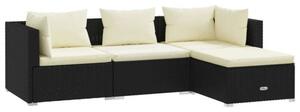 VidaXL Kerti Ülőgarnitúra - 4 részes - Fekete Polyrattan