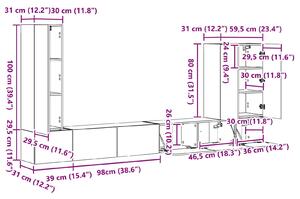 VidaXL TV falit kabinet szett Falra szerelhető 6 pcs Beton Szürke