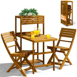 PATIO erkélyszett, 3 részes, természetes fa Casaria