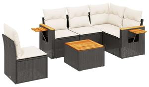 VidaXL Polyrattan Kerti Ülőgarnitúra - 6 részes - Fekete