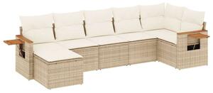 VidaXL Polyrattan Kerti Ülőgarnitúra - 7 részes - Bézs