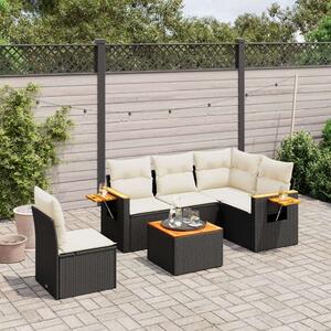 VidaXL Polyrattan Kerti Ülőgarnitúra - 6 részes - Fekete