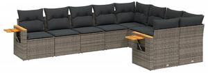 VidaXL Polyrattan Kerti Ülőgarnitúra - 9 részes - Szürke