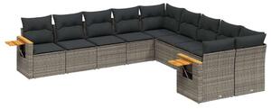 VidaXL Polyrattan Kerti Ülőgarnitúra - 10 részes - Szürke