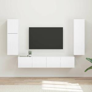 VidaXL TV szekrény garnitúra 4 pcs Magas Fényű Fehér Faanyag
