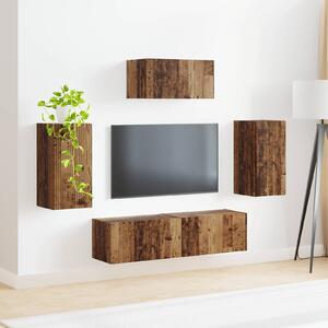 VidaXL TV szekrény garnitúra Falra szerelhető 5 pcs Öreg fa Faanyag