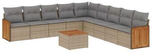 VidaXL Polyrattan Kerti Ülőgarnitúra - 10 részes - Bézs