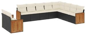 VidaXL Polyrattan Kerti Ülőgarnitúra - 10 részes - Fekete