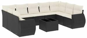 VidaXL Polyrattan Kerti Ülőgarnitúra - 10 részes - Fekete