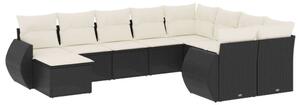 VidaXL Polyrattan Kerti Ülőgarnitúra - 10 részes - Fekete