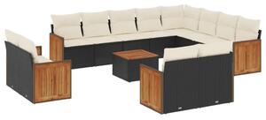 VidaXL Polyrattan Kerti Ülőgarnitúra - 13 részes - Fekete