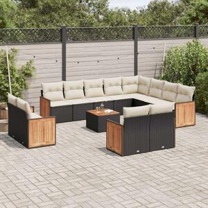 VidaXL Polyrattan Kerti Ülőgarnitúra - 13 részes - Fekete