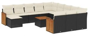 VidaXL Polyrattan Kerti Ülőgarnitúra - 13 részes - Fekete