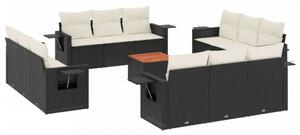 VidaXL Polyrattan Kerti Ülőgarnitúra - 13 részes - Fekete