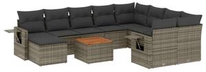 VidaXL 11 részes szürke polyrattan kerti ülőgarnitúra párnákkal