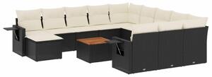 VidaXL Polyrattan Kerti Ülőgarnitúra - 13 részes - Fekete