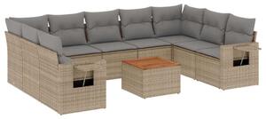 VidaXL Polyrattan Kerti Ülőgarnitúra - 10 részes - Bézs