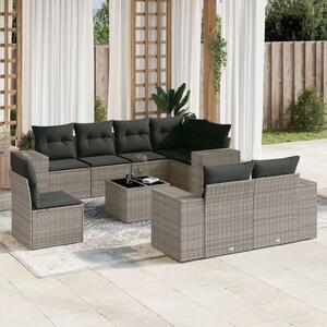 VidaXL Polyrattan Kerti Ülőgarnitúra - 9 részes - Szürke