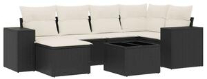 VidaXL Polyrattan Kerti Ülőgarnitúra - 7 részes - Fekete