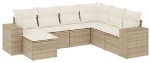 VidaXL Polyrattan Kerti Ülőgarnitúra - 7 részes - Bézs