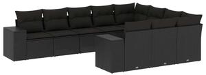 VidaXL Polyrattan Kerti Ülőgarnitúra - 10 részes - Fekete