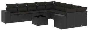 VidaXL Polyrattan Kerti Ülőgarnitúra - 11 részes - Fekete