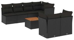 VidaXL 6 részes fekete polyrattan kerti ülőgarnitúra párnákkal