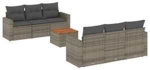 VidaXL Polyrattan Kerti Ülőgarnitúra - 7 részes - Szürke