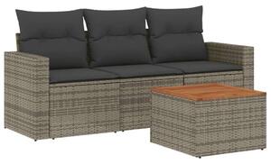VidaXL Polyrattan Kerti Ülőgarnitúra - 4 részes - Szürke