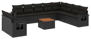 VidaXL Polyrattan Kerti Ülőgarnitúra - 11 részes - Fekete