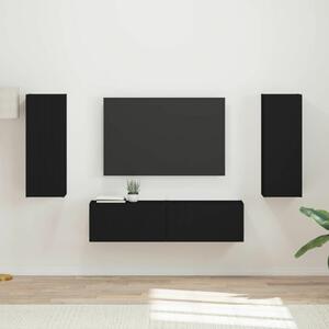 VidaXL TV szekrény garnitúra Falra szerelhető 2 pcs Fekete Faanyag