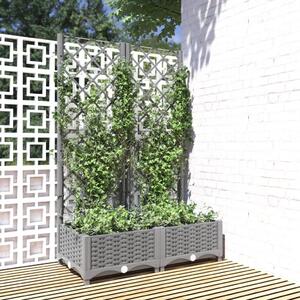 VidaXL világosszürke PP rácsos kerti ültetőláda 80 x 40 x 121,5 cm