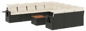 VidaXL Polyrattan Kerti Ülőgarnitúra - 12 részes - Fekete