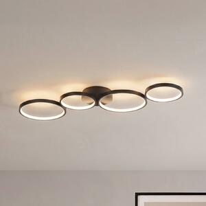 Lindby LED mennyezeti világítás Evengeline, fekete, alumínium, 88 cm, Fekete, Nappali / Étkező, Alumínium, Modern
