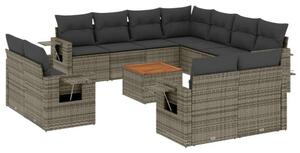 VidaXL Polyrattan Kerti Ülőgarnitúra - 12 részes - Szürke