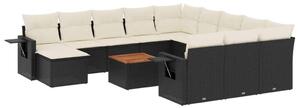 VidaXL Polyrattan Kerti Ülőgarnitúra - 13 részes - Fekete