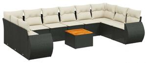 VidaXL Polyrattan Kerti Ülőgarnitúra - 11 részes - Fekete