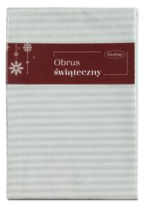 Karácsonyi asztalterítő csíkos jacquard anyagból fényes szállal Ezüst 85x85 cm