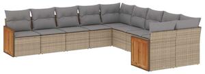 VidaXL Polyrattan Kerti Ülőgarnitúra - 10 részes - Bézs
