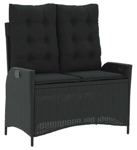 VidaXL Kertbútor - Dönthető Pad - Fekete Polyrattan - 2 személyes