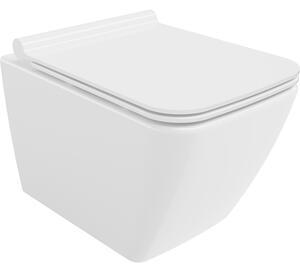 Mexen Vega Rimless WC csésze lassan záródó slim duroplast WC-ülőkével, fényes fehér - 30654000