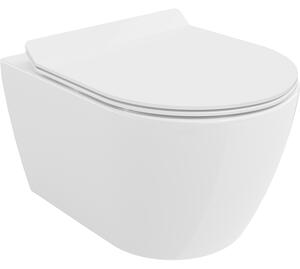 Mexen Carmen perem nélküli WC csésze lassan záródó slim duroplast ülőkével, fényes fehér - 30880100