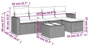 VidaXL Polyrattan Kerti Ülőgarnitúra - 6 részes - Szürke